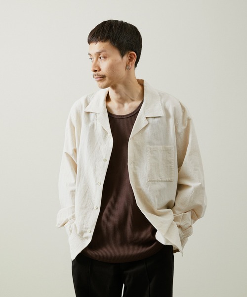 And A アンドエー / COTTON / LINEN OPEN COLLAR L/S LINEN SHIRT