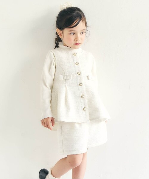 ツイードペプラムセットアップ＿アプレレクールマシェリ（セットアップ