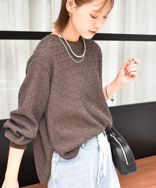 WEB限定】〈手洗い可能〉ランダムブルーゼ ロングスリーブ プル