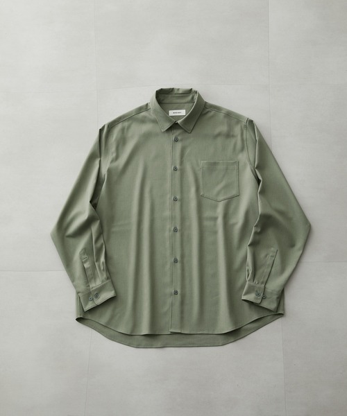 ZOZO限定】メランジツイルストレッチルーズレギュラーカラーL/Sシャツ