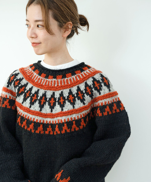 PAR ICI（パーリッシィ）の「【WEB限定】ネパール手編み求心ジャガード