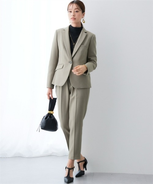 セール】【洗濯機OK・ストレッチ】ウール調9分丈テーパードストレッチ