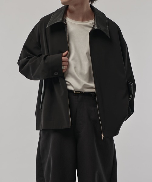 セール】【CULLNI/クルニ】襟レザー切替ZIPブルゾン（ブルゾン