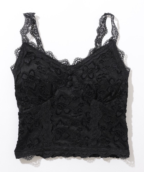 セール】くるみボタン付き 花柄 レース カップ付き キャミソール