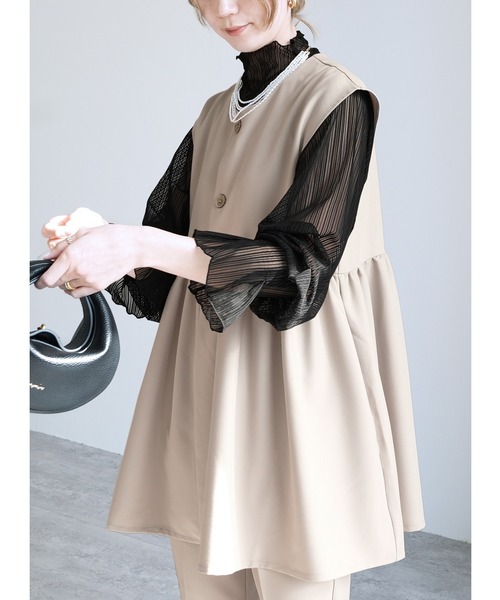 セール】ボトルネックシアーストライプブラウス（シャツ/ブラウス