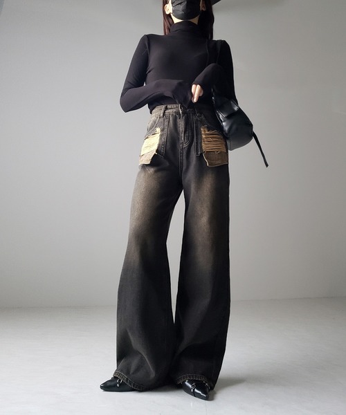 セール】【 4size ／ 2color 】ダメージアウトポケットヴィンテージ