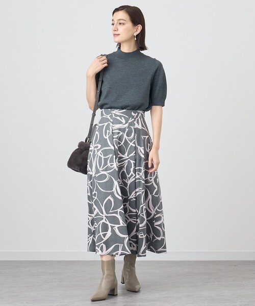 セール】ウールトロピカルプリントアシメタック スカート（スカート