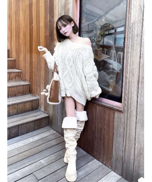 Darich（ダーリッチ）の「フェイクムートンニーハイブーツ（ブーツ