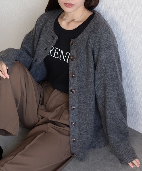 セール】オーバーサイズメランジニットカーディガン（カーディガン