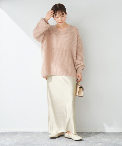 plage（プラージュ）の「キッドモヘヤ カタアゼ Vネックプルオーバー