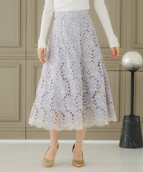 ASTORIA ODIER（アストリアオディール）の「刺繍レースフレアスカート