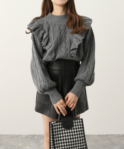 Heather（ヘザー）の「ケーブルフリルニット 258141（ニット/セーター