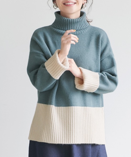 バイカラータートルネックニット（ニット/セーター）｜coca（coca