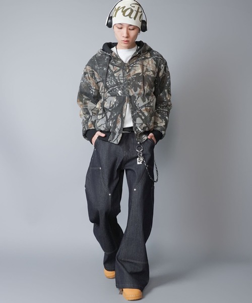 セール】【短丈】中綿カモフラージュ柄アクティブジャケット/ダブル