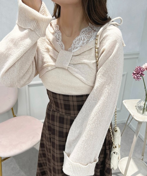 apres jour（アプレジュール）の「リボンニットアンサンブル【ZOZOTOWN