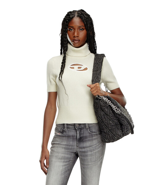 DIESEL（ディーゼル）の「レディース 半袖ニットトップス Dロゴ