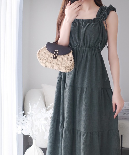 セール】《予約受付中》【mily bilet】フリルショルダーAライン