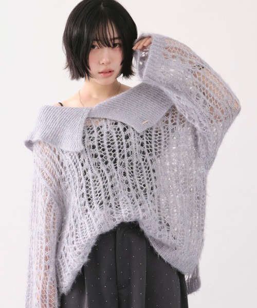 sheer collar knit / シアーカラーニット（ニット/セーター）｜loin