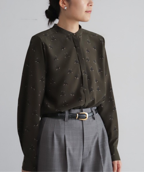 ちはるん ハンドメイドバンドブラウス ストライプバンドカラーブラウス