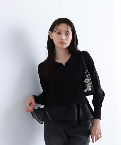 セール】◇オーガンドッキングスキッパーニット（ニット/セーター