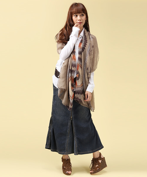 goa（ゴア）の「カットデニムスライダー付ロングスカート（スカート