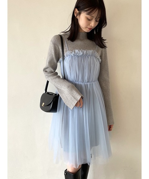 SNIDEL（スナイデル）の「チュールキャミセットミニニットワンピース