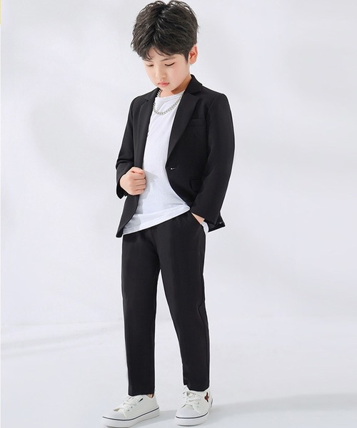 キッズスーツ 長袖ジャケット+パンツ+長袖Tシャツ 3点セット