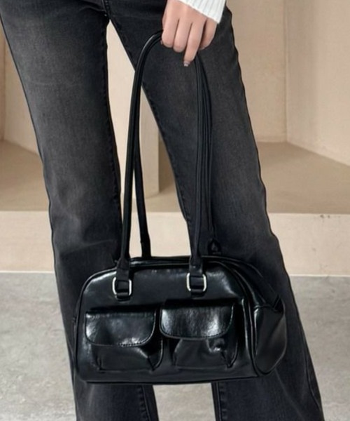 セール】ポケット付きロングハンドルバッグ［ショルダーバッグ