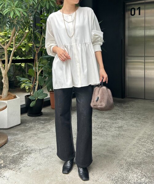 さわ企画》【セレモニー/WEB限サイズあり】ペプラムブラウス（シャツ