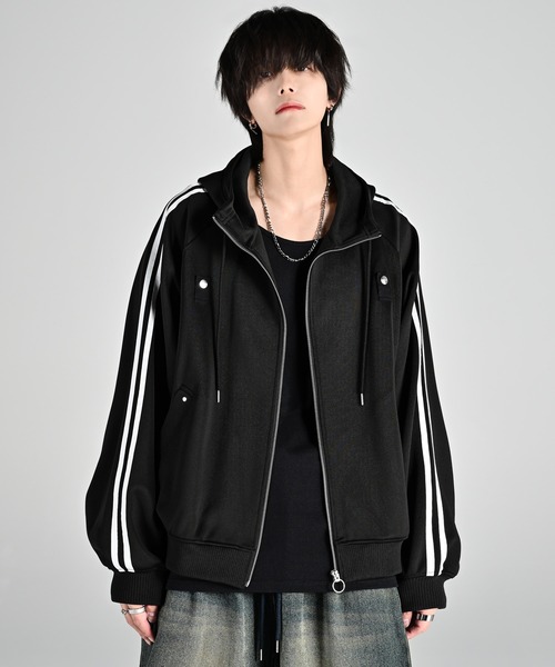 line sleeve track zip parker jacket / ラインスリーブトラックジップ