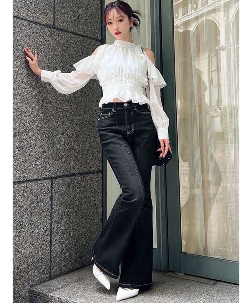 RESEXXY（リゼクシー）の「スタイルメイクフレアデニムパンツ（デニム