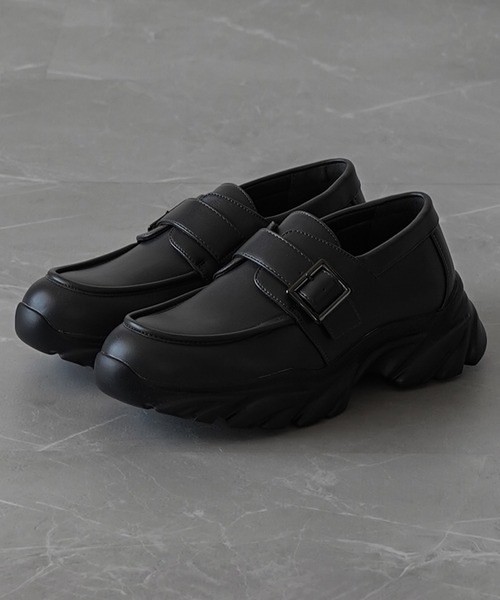 ELLUV/エルヴ】 +7cmボリュームハイソール メタルバックル モード