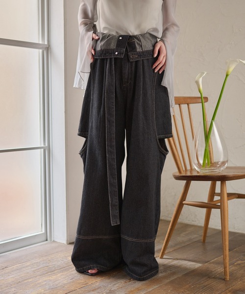 mideal（マイディール）の「cut out design wide denim / カットアウト