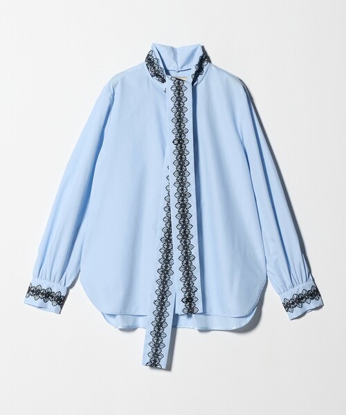 セール】レース コンビ ボウタイ リボン ブラウス ‐ウォッシャブル