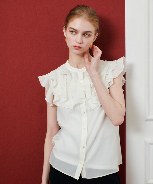 セール】【LOULOU WILLOUGHBY】ラッフルボリュームブラウス（シャツ