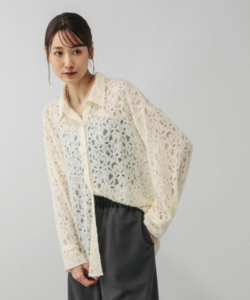 セール】起毛フラワーレースシャツ/603586（シャツ/ブラウス）｜GLOBAL