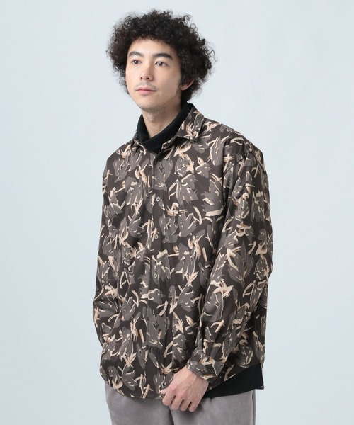 セール】【ストレッチ】ボタニカル柄長袖シャツ（シャツ/ブラウス