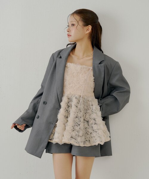 セール】【SALON by Chico】ローズチュールペプラムブラウス（シャツ