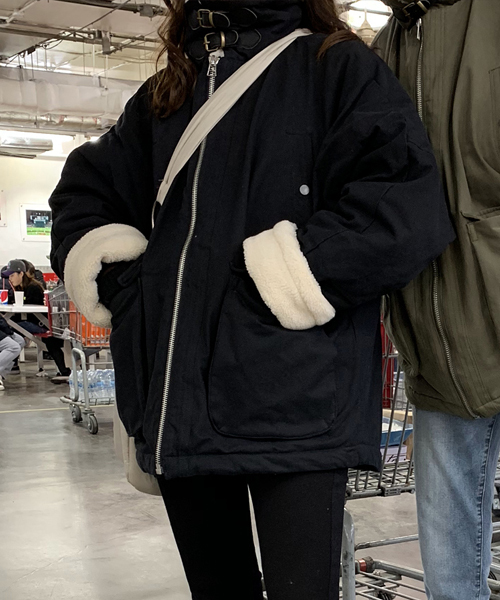 ビッグシルエットフェイクボアミリタリージャケット MF1842