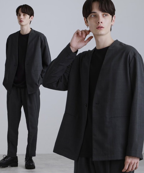 セール】【2点セットジャケット＋パンツ】エアリードライノーカラー