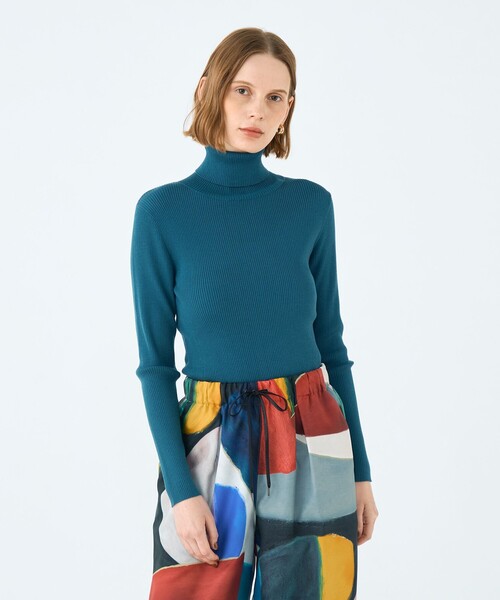 スーパーエクストラファインウールリブ タートルネックプルオーバー