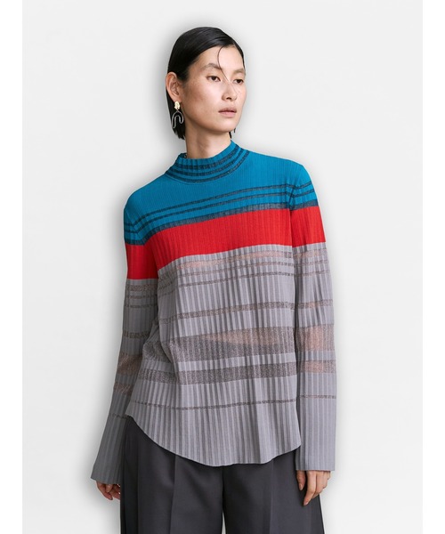 セール】COLOR BLOCK PLEATS KNIT / カラーブロックプリーツニット