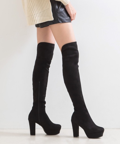 セール】美脚フィットニーハイブーツ（ブーツ）｜Newlyme（ニューリー