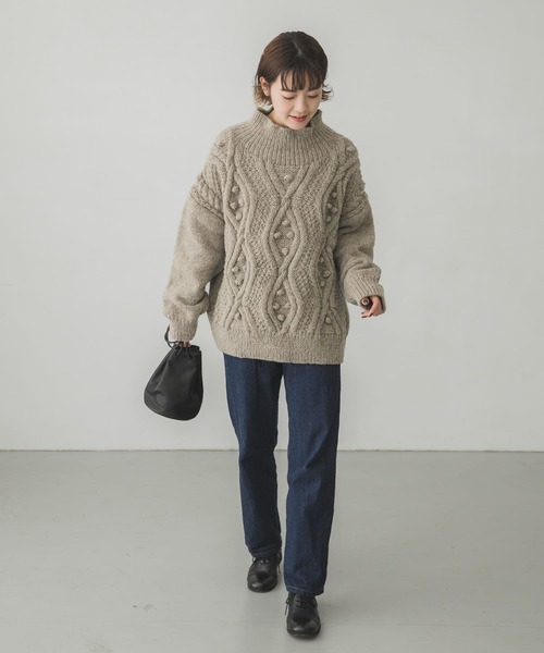 かぐれ（カグレ）の「柄編みタートルネックプルオーバー（ニット