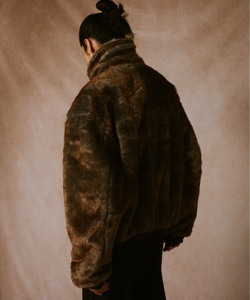 leather/fur faux reversible flight jacket / フェイクレザーファー