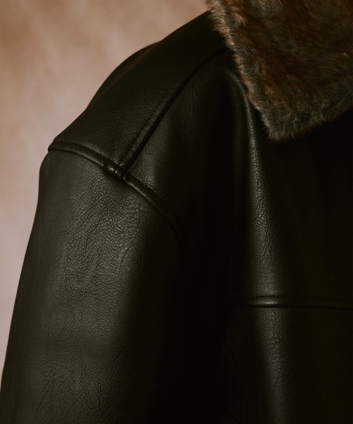 leather/fur faux reversible flight jacket / フェイクレザーファー