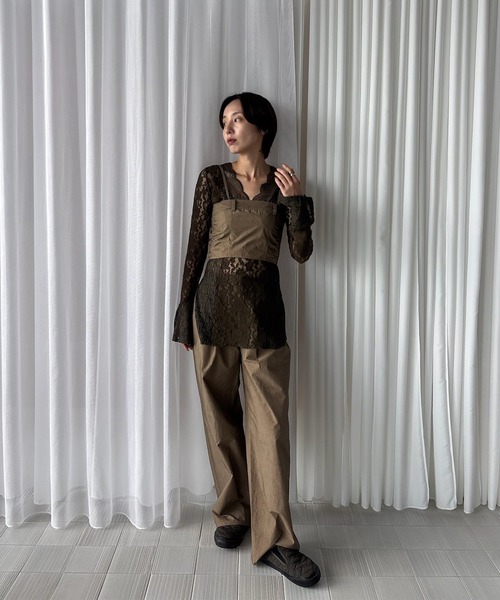 Ameri（アメリ）の「COMBINATION LACE TOP（Tシャツ/カットソー）」 - WEAR