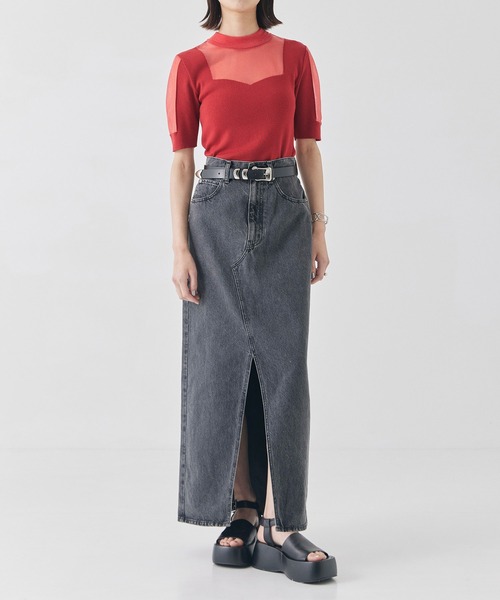 残りわずか！】バッグケミカルデニムスカート｜ウォッシャブル（デニム