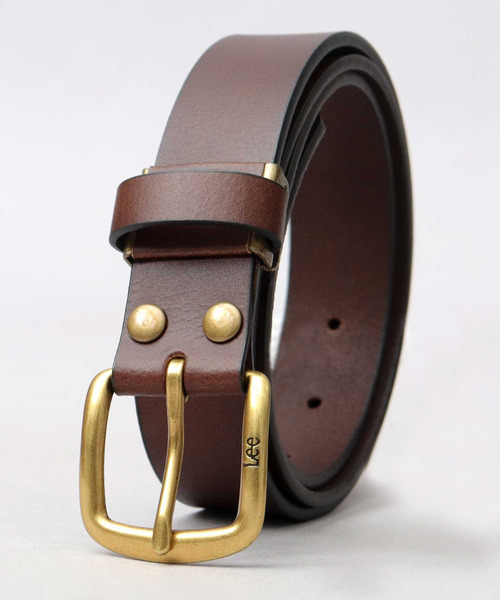 本革 ゴールドスクエアバックル レザーナローベルト 30mm（ベルト