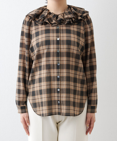 Whim Gazette（ウィムガゼット）の「フリルチェックブラウス（シャツ